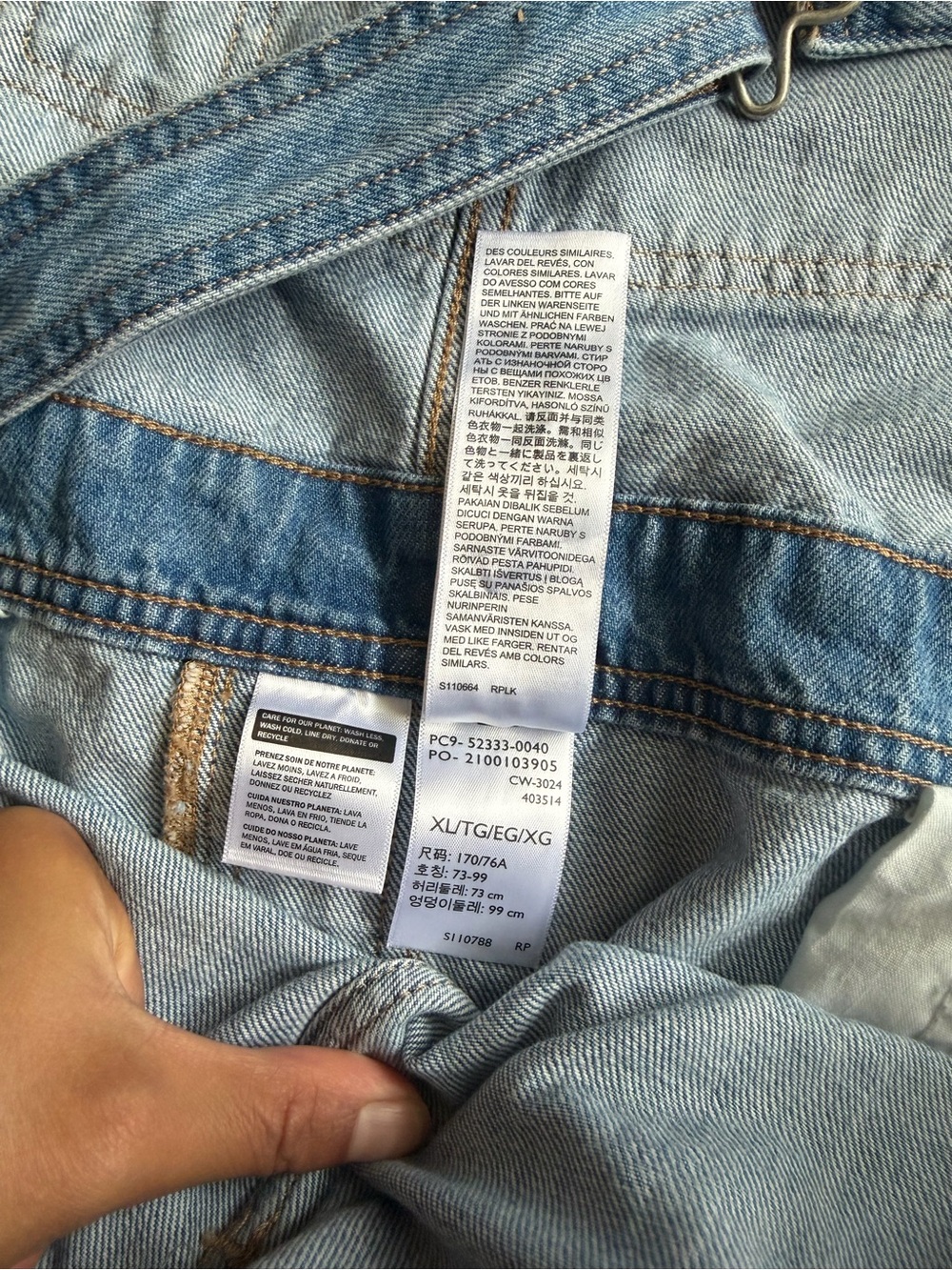 Levi’s Premium Vintage Shortall Denim Overalls Light Wash Shorts Size XL - Picture 8 of 9